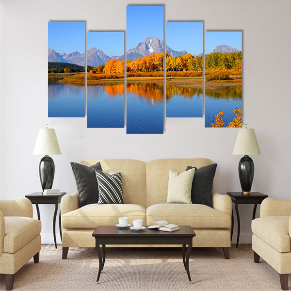 Grand tetons national park from Oxbow bend multi panel canvas wall art