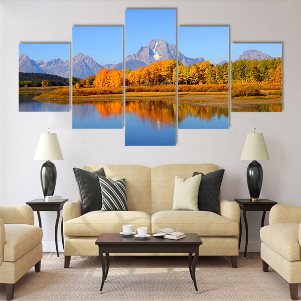 Grand tetons national park from Oxbow bend multi panel canvas wall art