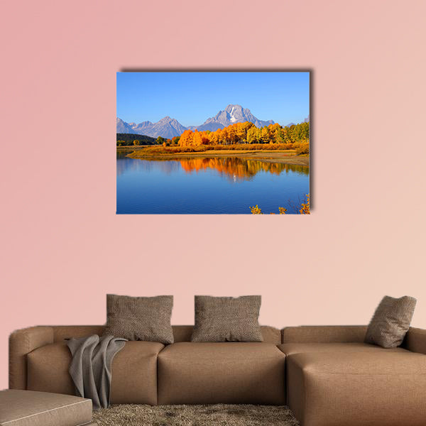 Grand tetons national park from Oxbow bend Multi panel canvas wall art