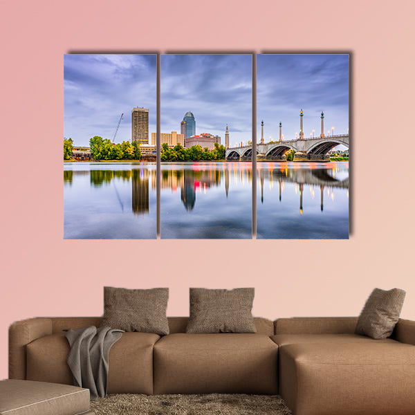 Springfield, Massachusetts, USA downtown skyline Multi panel canvas wall art