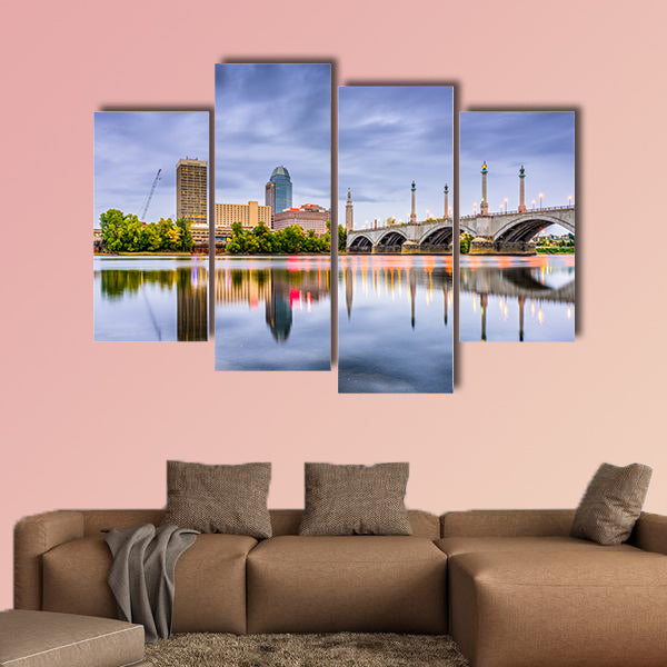 Springfield, Massachusetts, USA downtown skyline Multi panel canvas wall art