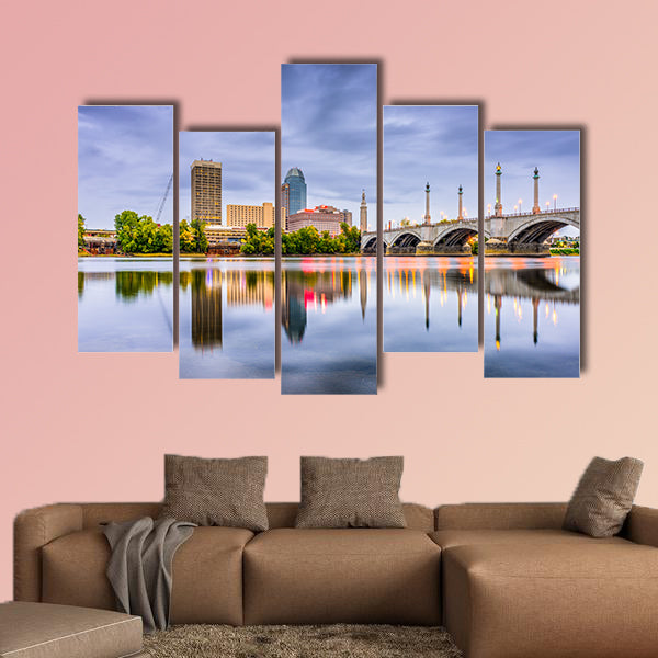 Springfield, Massachusetts, USA downtown skyline Multi panel canvas wall art
