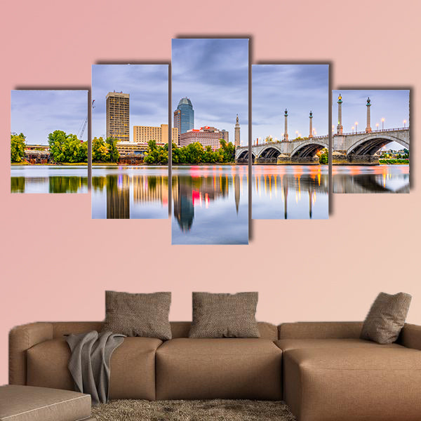 Springfield, Massachusetts, USA downtown skyline Multi panel canvas wall art