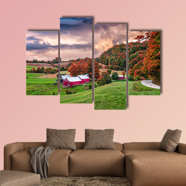 Rural autumn Jenne Farm in Vermont, USA multi panel canvas wall art