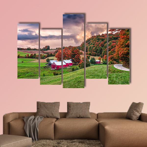 Rural autumn Jenne Farm in Vermont, USA multi panel canvas wall art