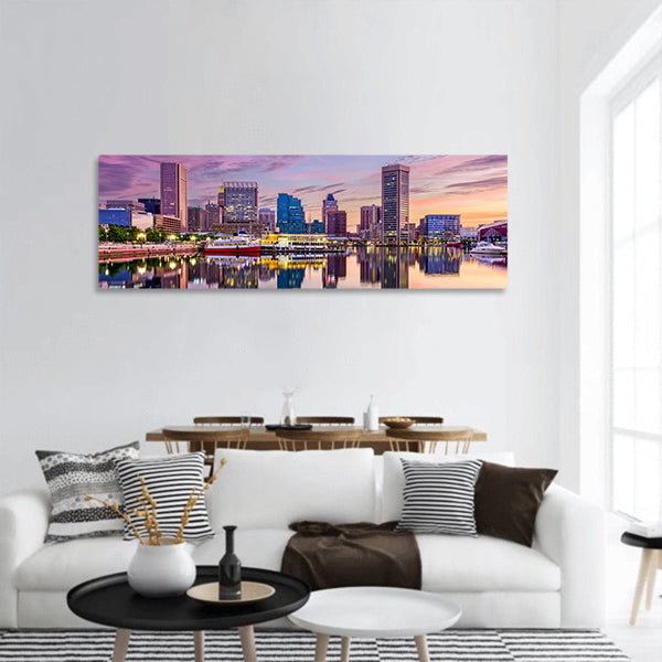 Baltimore, Maryland, USA skyline at the Inner Harbor panoramic canvas wall art