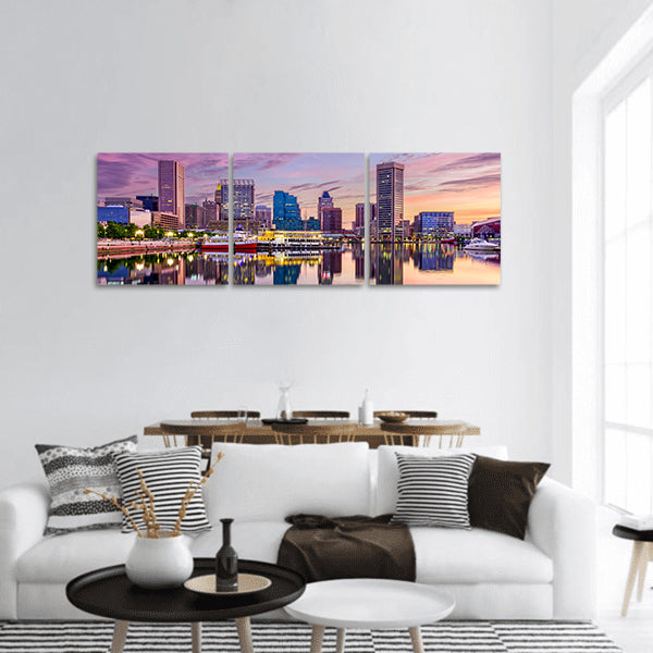 Baltimore, Maryland, USA skyline at the Inner Harbor panoramic canvas wall art