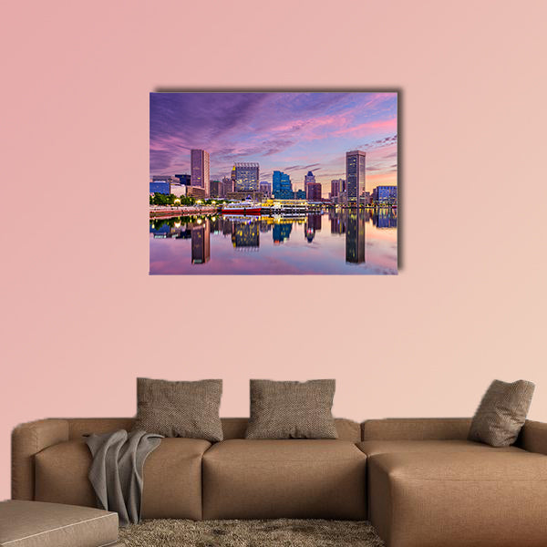 Baltimore, Maryland, USA skyline at the Inner Harbor Multi panel canvas wall art.