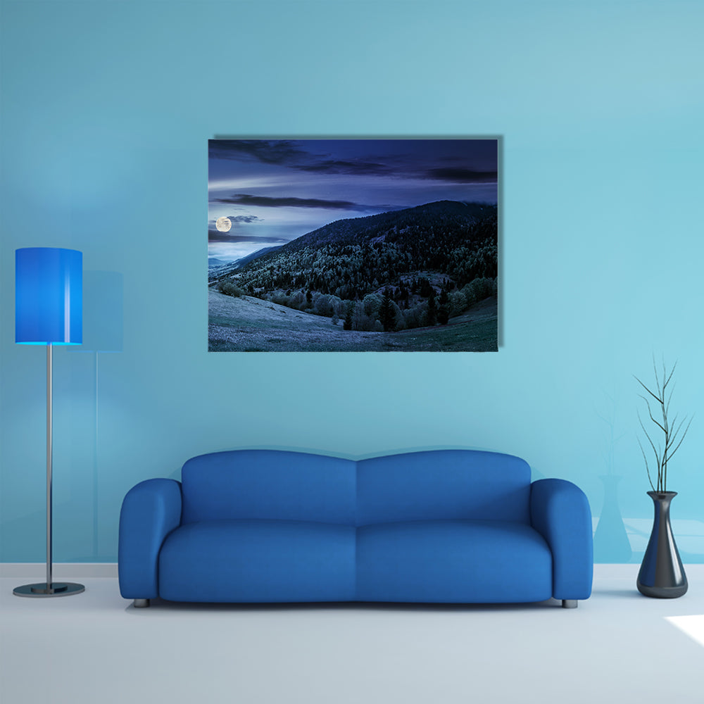 Foggy Mountains Covered By The Snow In A Winter Landscape Under The Overcasts sky, Multi Panel Canvas Wall Art
