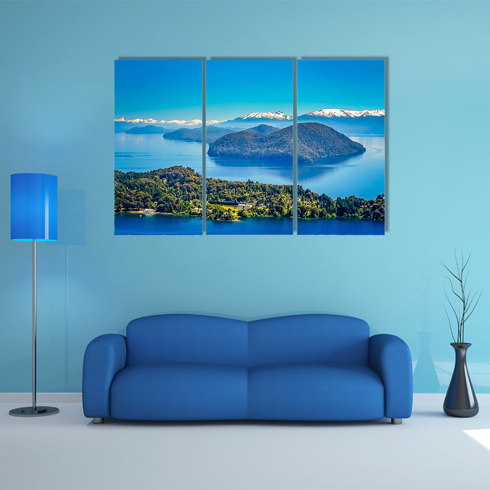 Stunning views of Lake District from viewpoint on top of Cerro Campanario, Argentina Multi panel canvas wall art
