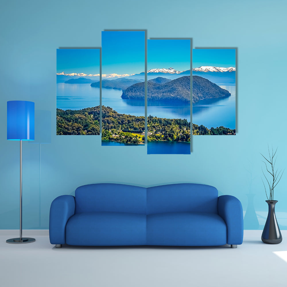 Stunning views of Lake District from viewpoint on top of Cerro Campanario, Argentina Multi panel canvas wall art