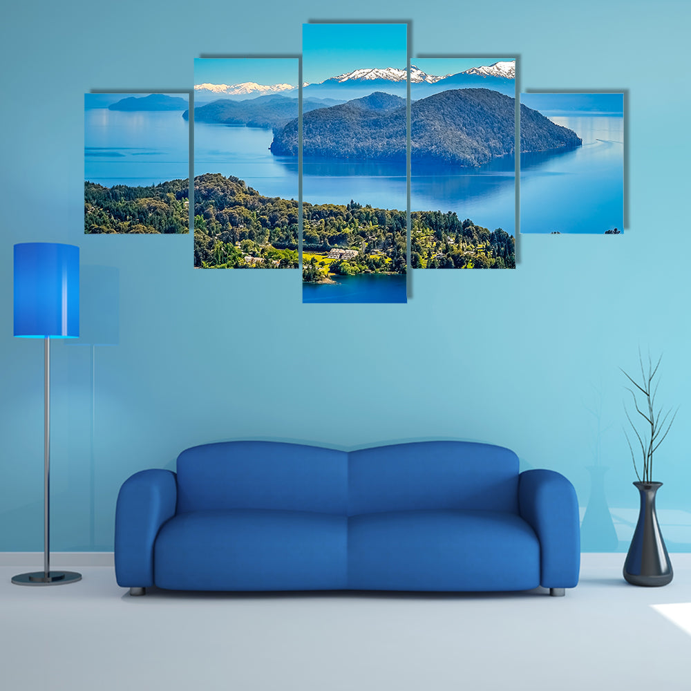 Stunning views of Lake District from viewpoint on top of Cerro Campanario, Argentina Multi panel canvas wall art