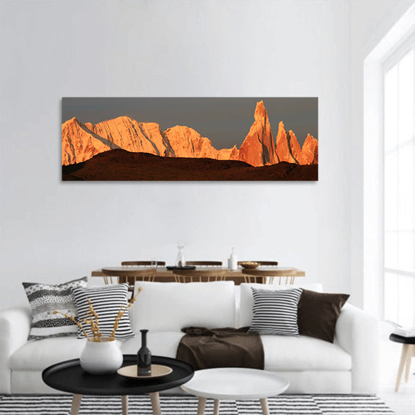 Cerro Torre mountainline at sunrise panoramic canvas wall art