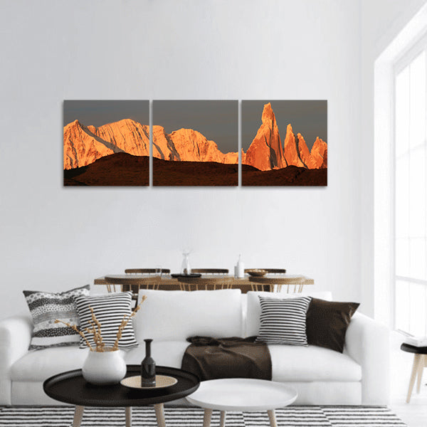 Cerro Torre mountainline at sunrise panoramic canvas wall art