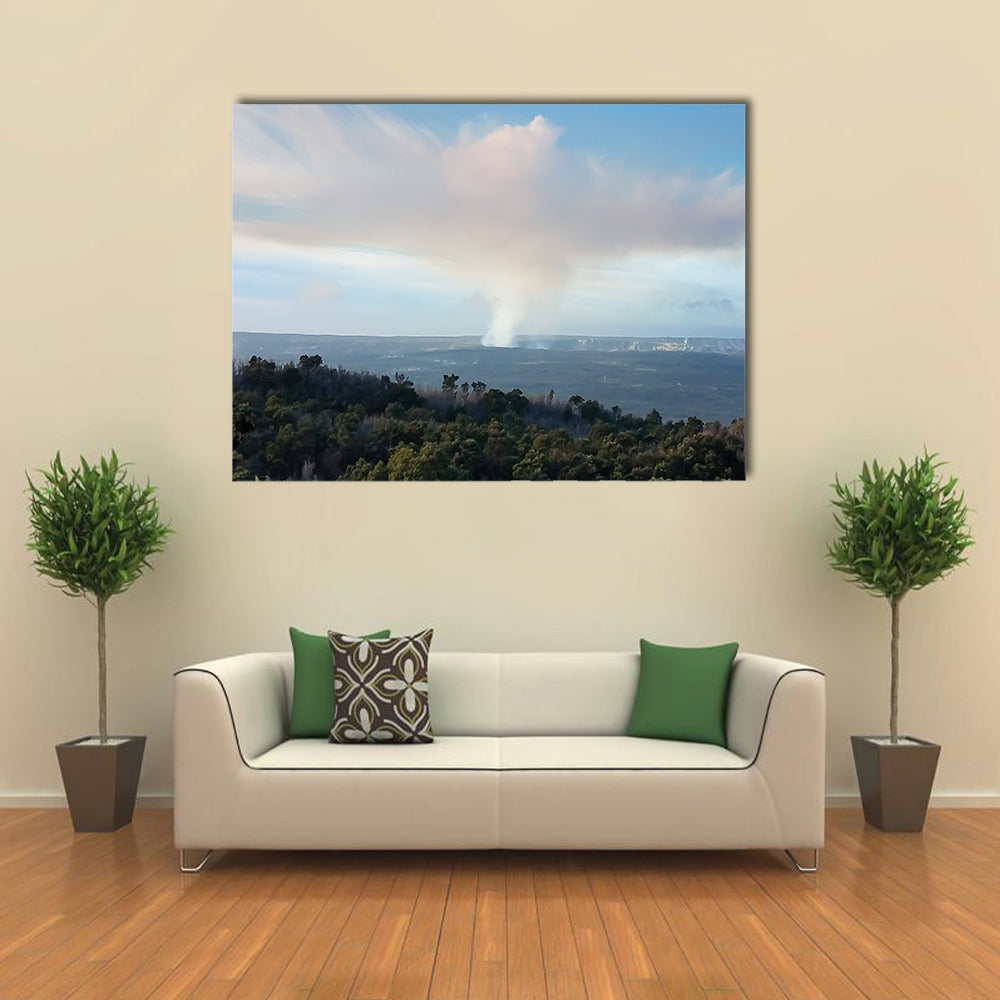 View over the crater of the active volcano Kilauea on the big island of Hawaii multi panel canvas wall art
