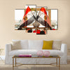 Egyptian flags in backlight in a hotel lobby Multi panel canvas wall art