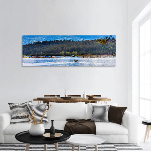 House Motor Boat Reflection Lake Coeur d' Alene Idaho panoramic canvas wall art