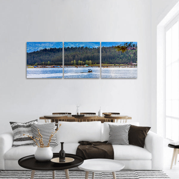 House Motor Boat Reflection Lake Coeur d' Alene Idaho panoramic canvas wall art