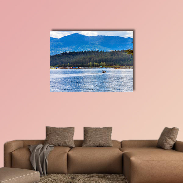 House Motor Boat Reflection Lake Coeur d' Alene Idaho Multi panel canvas wall art.