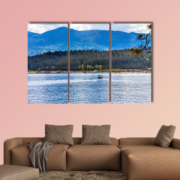 House Motor Boat Reflection Lake Coeur d' Alene Idaho Multi panel canvas wall art.