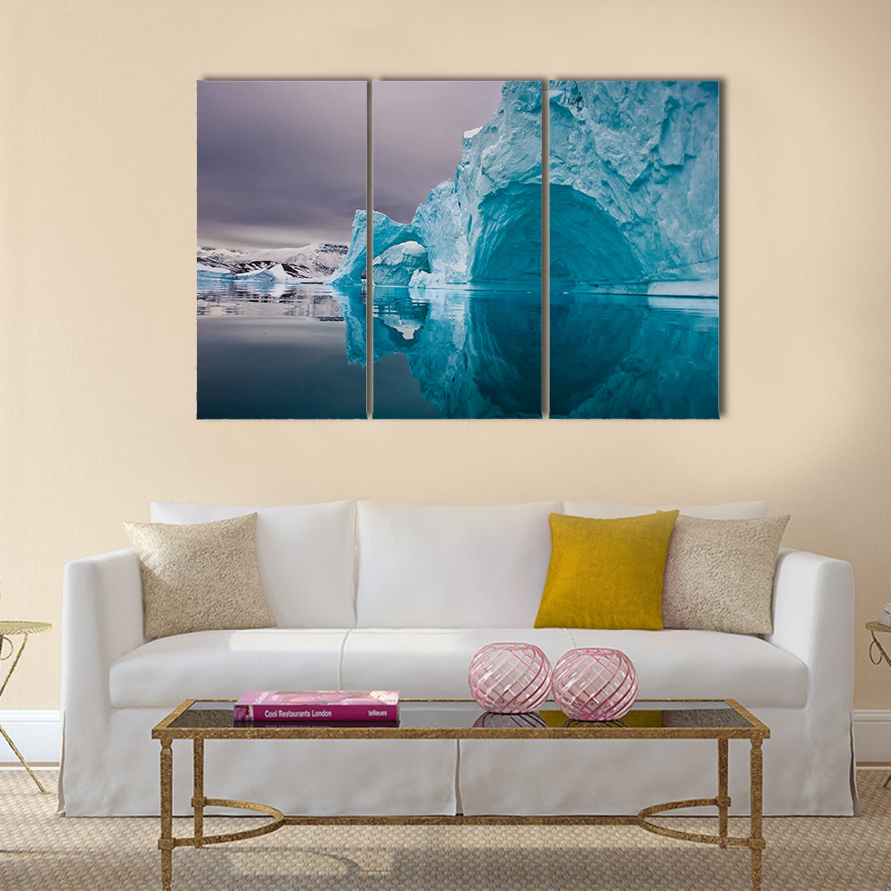giant icebergs along the coastline of east greenland before sunrise multi panel canvas wall art