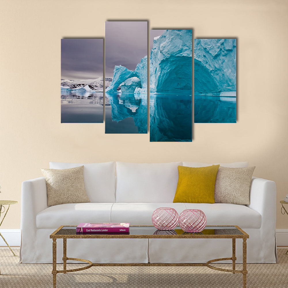 giant icebergs along the coastline of east greenland before sunrise multi panel canvas wall art