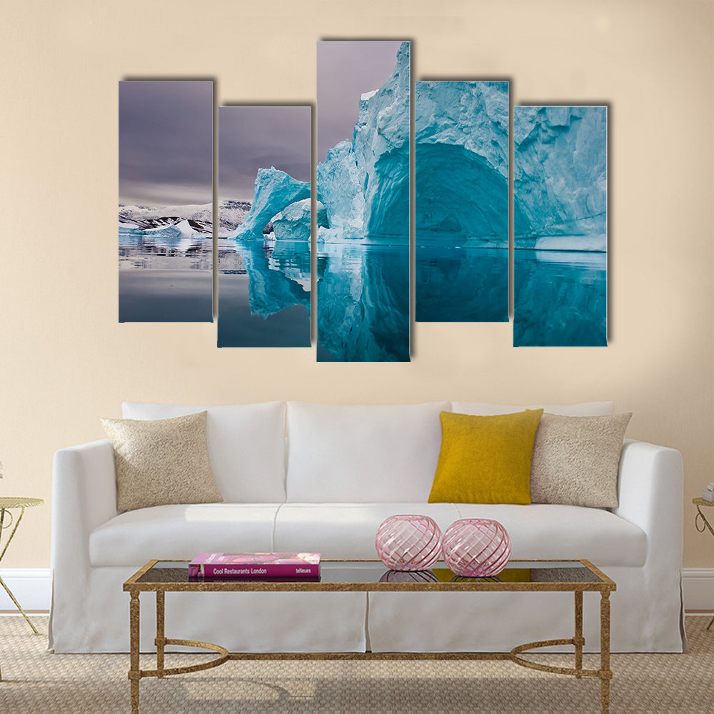 giant icebergs along the coastline of east greenland before sunrise multi panel canvas wall art