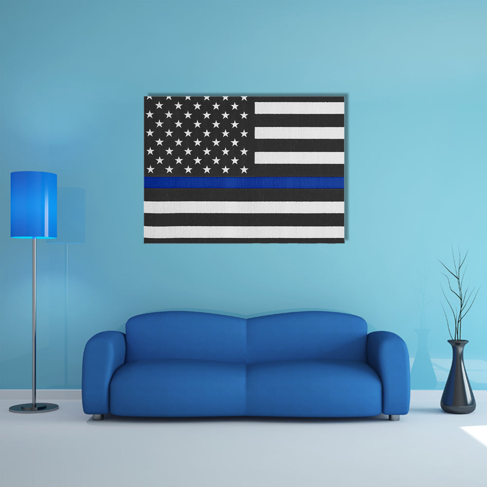 United States of America thin blue line Flag Multi panel canvas wall art