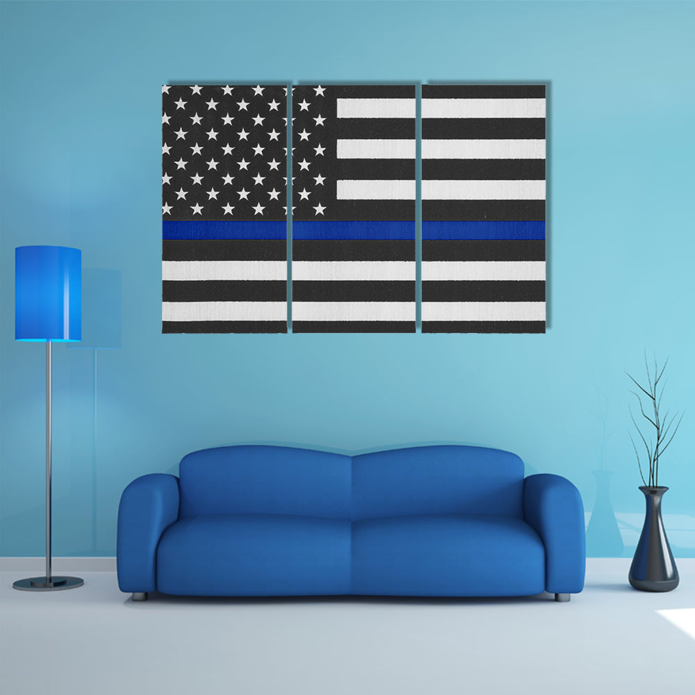 United States of America thin blue line Flag Multi panel canvas wall art
