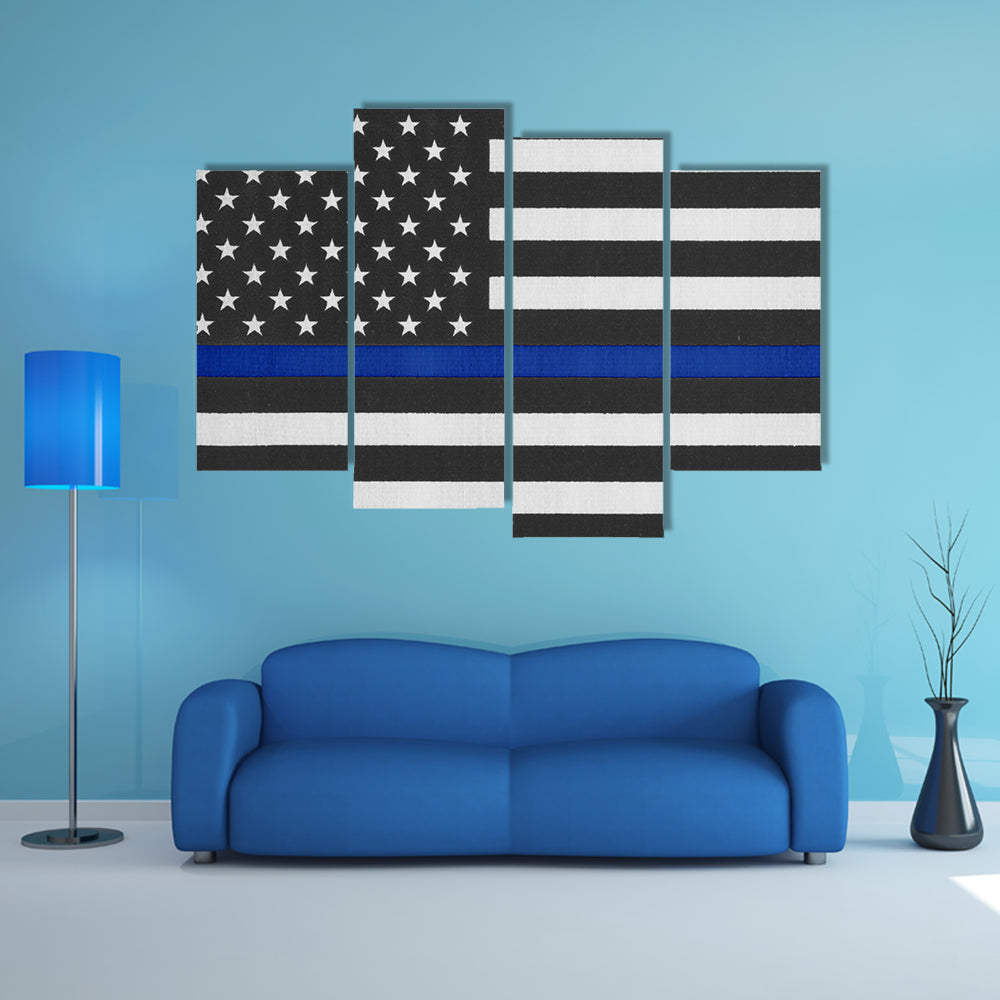 United States of America thin blue line Flag Multi panel canvas wall art