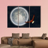 Surrealism Full moon, flying eagle in the sky multi panel canvas wall