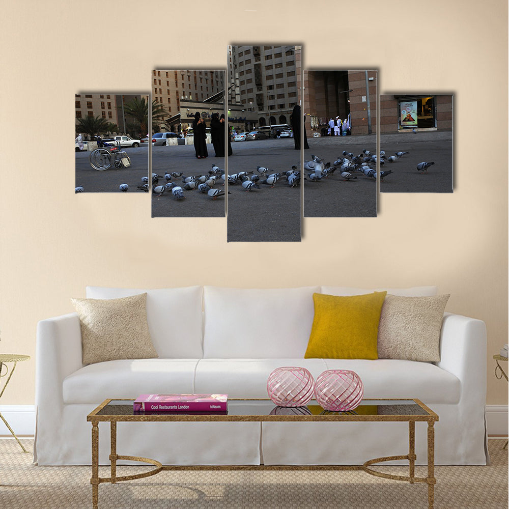 medina city street view, saudi arabia multi panel canvas wall art