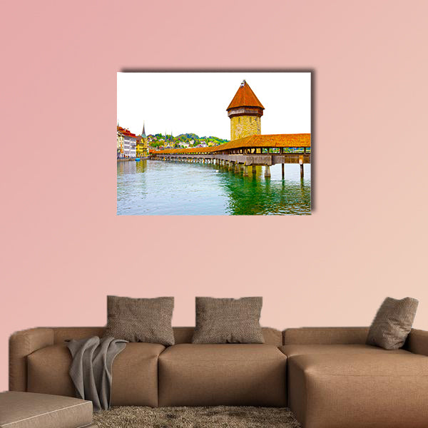 Chapel Bridge and Water Tower in Luzern, Switzerland multi panel canvas wall art