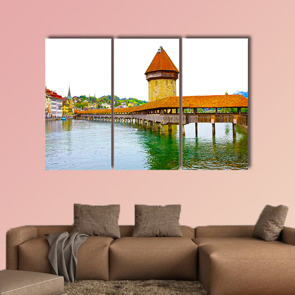 Chapel Bridge and Water Tower in Luzern, Switzerland multi panel canvas wall art