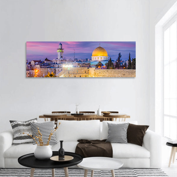 Old City at Western Wall ,Temple Mount in Jerusalem, Israel panoramic canvas wall art
