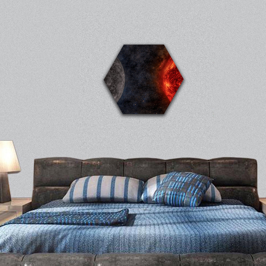 Solar System - Mercury is smallest and closest to Sun hexagonal canvas wall art