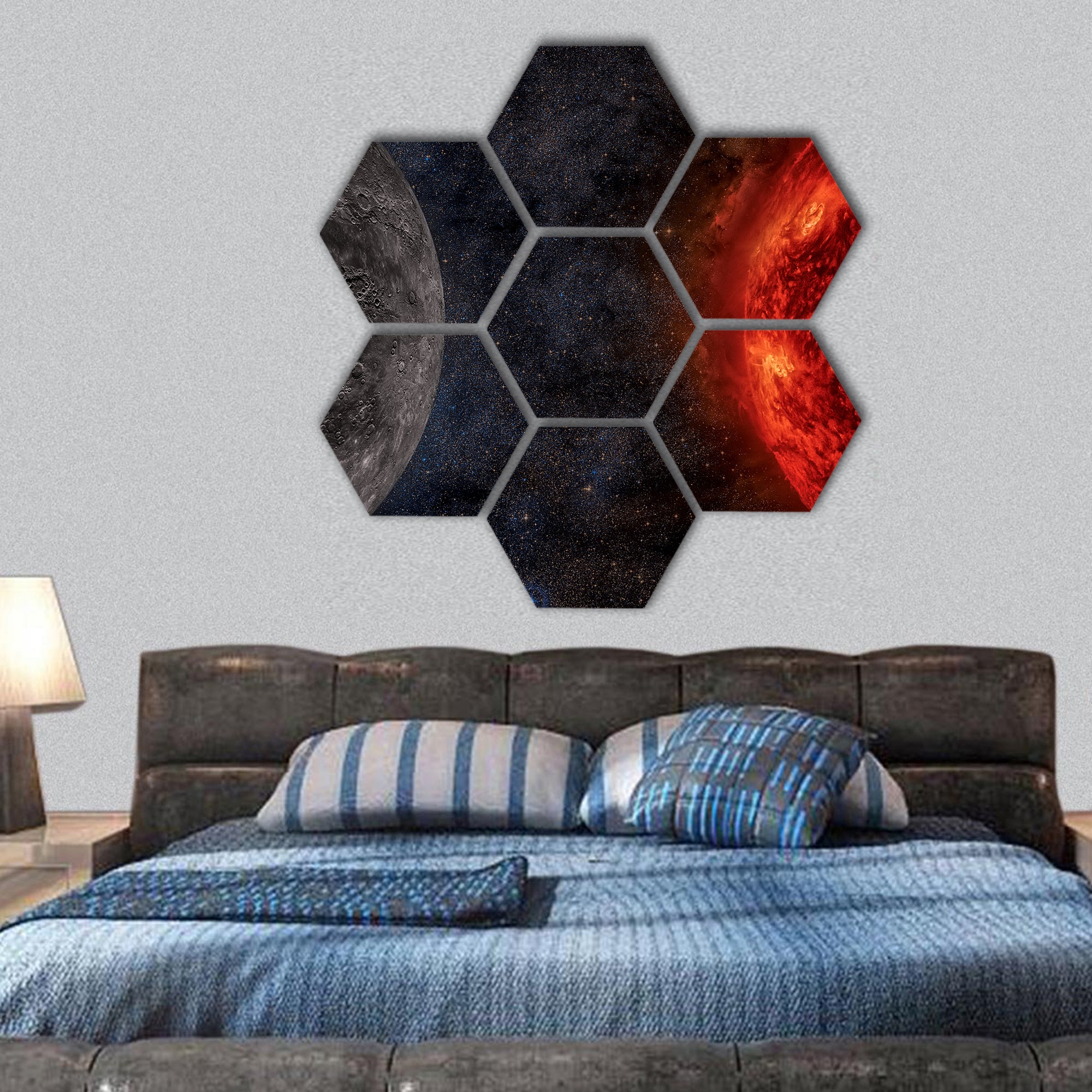 Solar System - Mercury is smallest and closest to Sun hexagonal canvas wall art