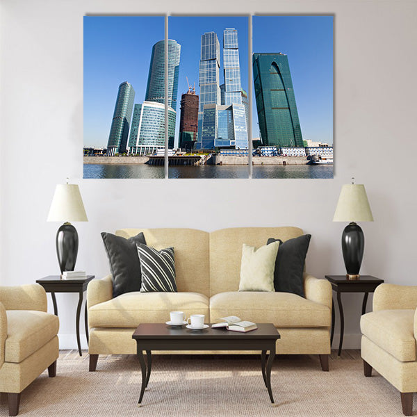 Skyscrapers of Moscow city under blue sky Multi panel canvas wall art