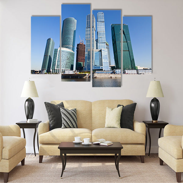 Skyscrapers of Moscow city under blue sky Multi panel canvas wall art