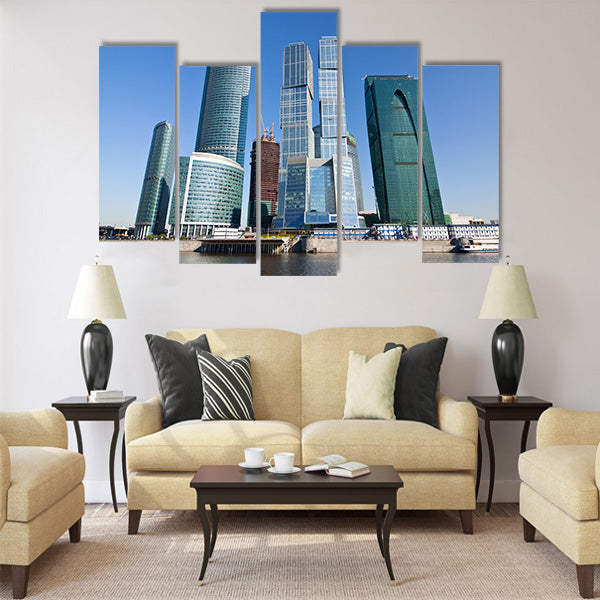 Skyscrapers of Moscow city under blue sky Multi panel canvas wall art