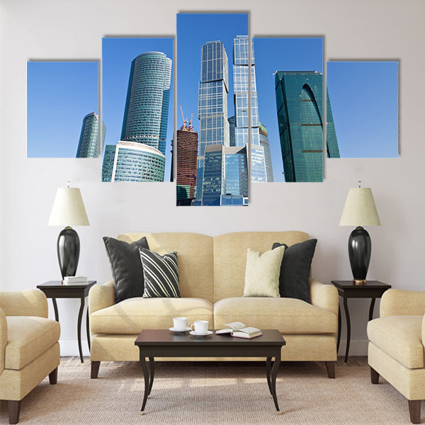 Skyscrapers of Moscow city under blue sky Multi panel canvas wall art