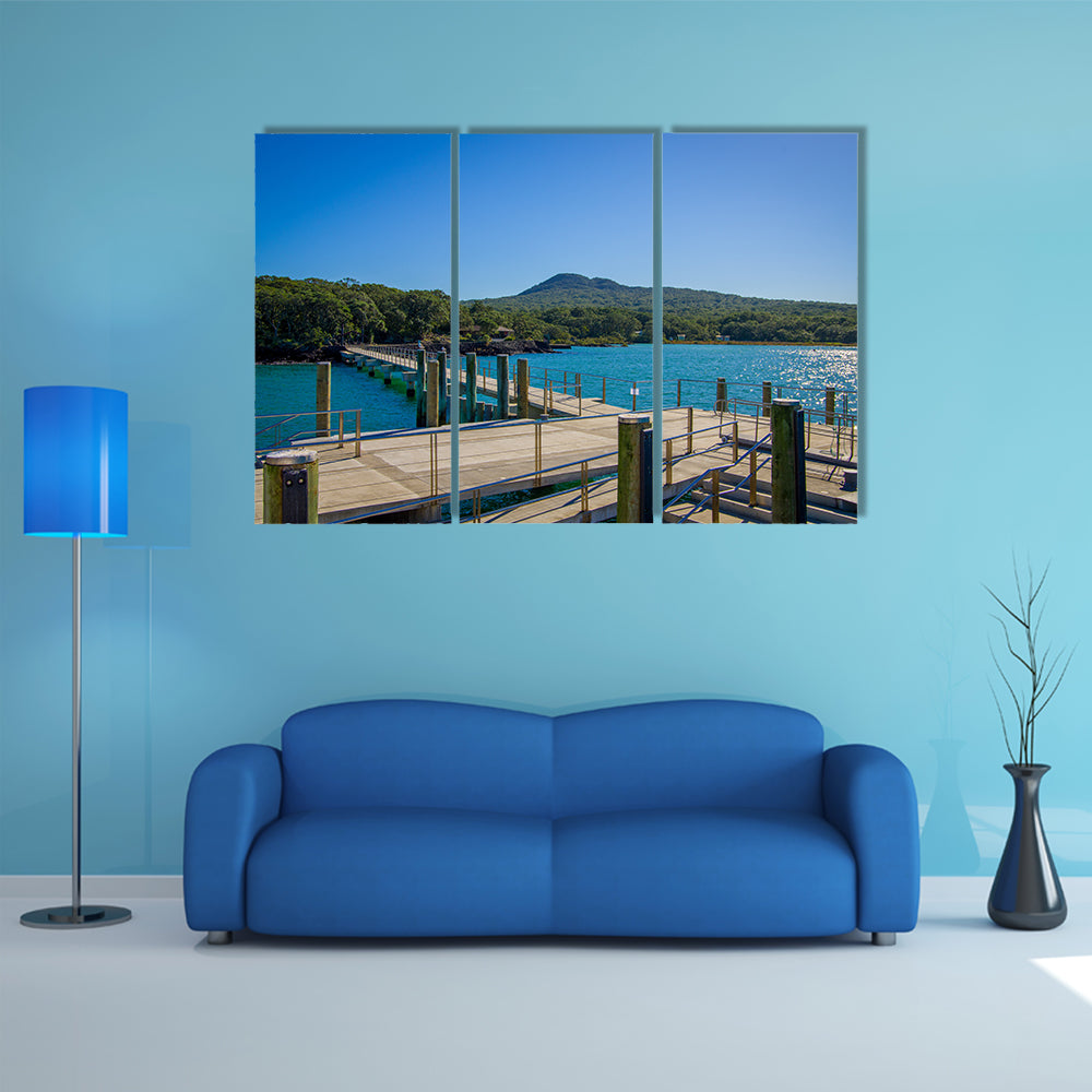 Wharf At Rangitoto Island In Hauraki Gulf, New Zealand In A Sunny Day Multi Panel Canvas Wall Art