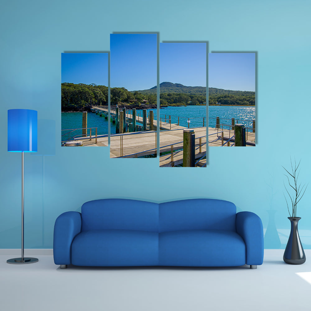 Wharf At Rangitoto Island In Hauraki Gulf, New Zealand In A Sunny Day Multi Panel Canvas Wall Art
