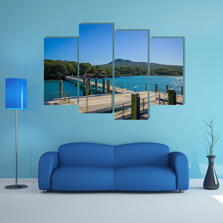 Wharf At Rangitoto Island In Hauraki Gulf, New Zealand In A Sunny Day Multi Panel Canvas Wall Art