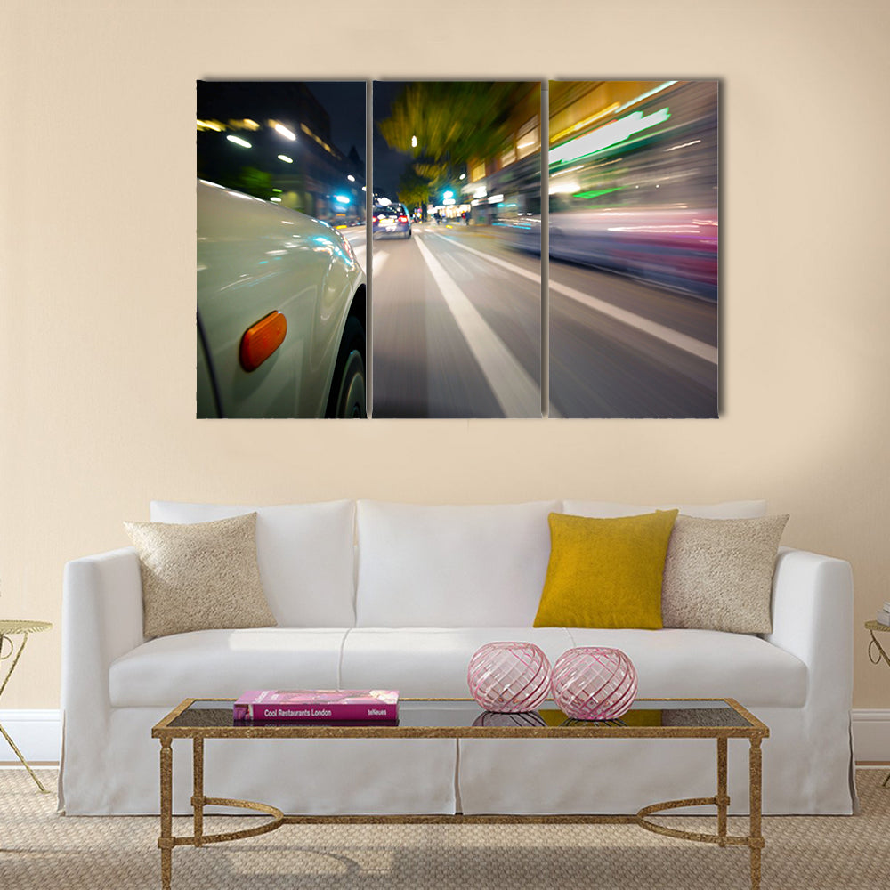 Car in motion blur Multi Panel Canvas Wall Art