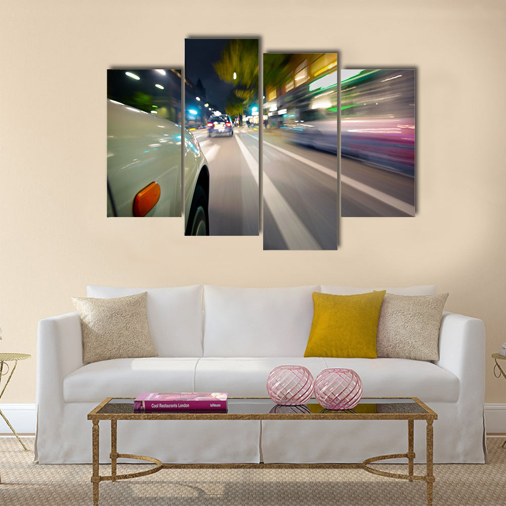 Car in motion blur Multi Panel Canvas Wall Art