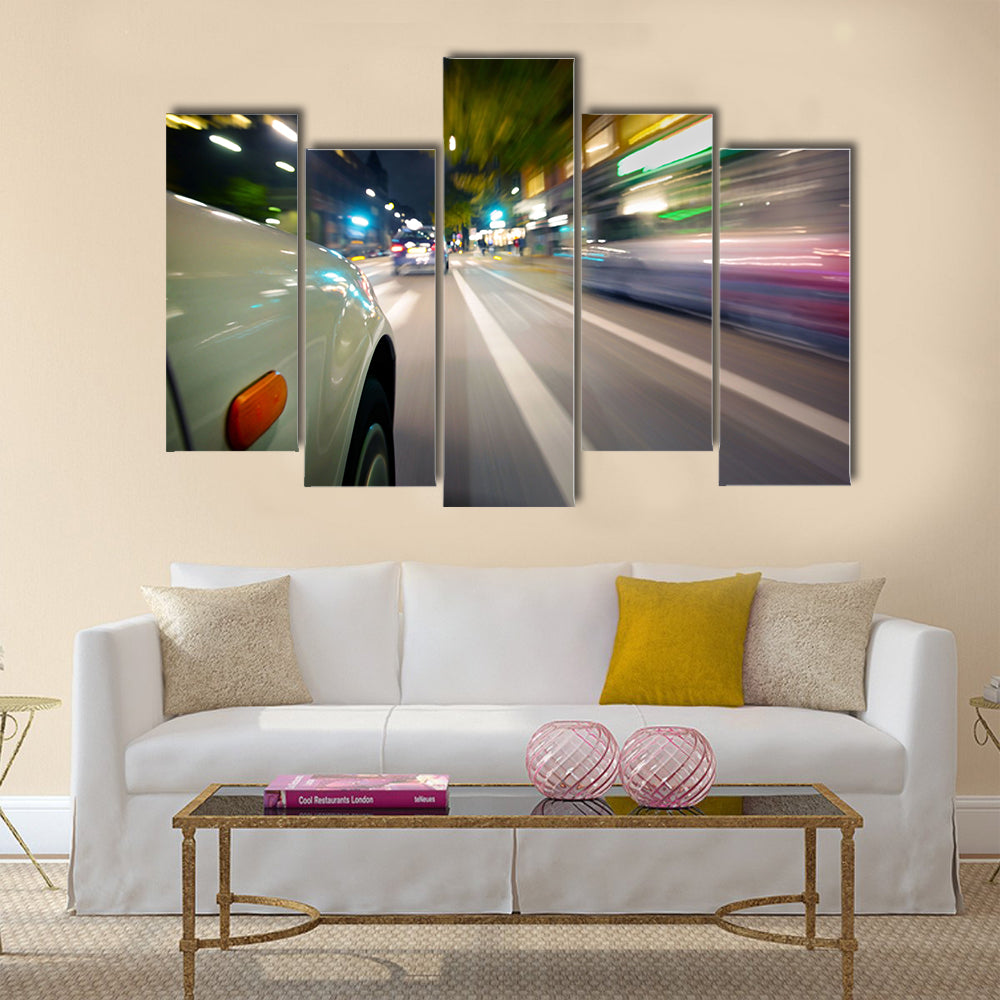 Car in motion blur Multi Panel Canvas Wall Art