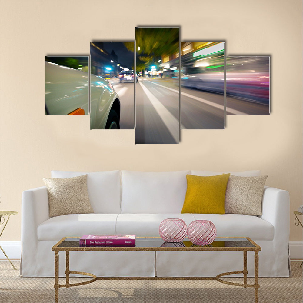 Car in motion blur Multi Panel Canvas Wall Art