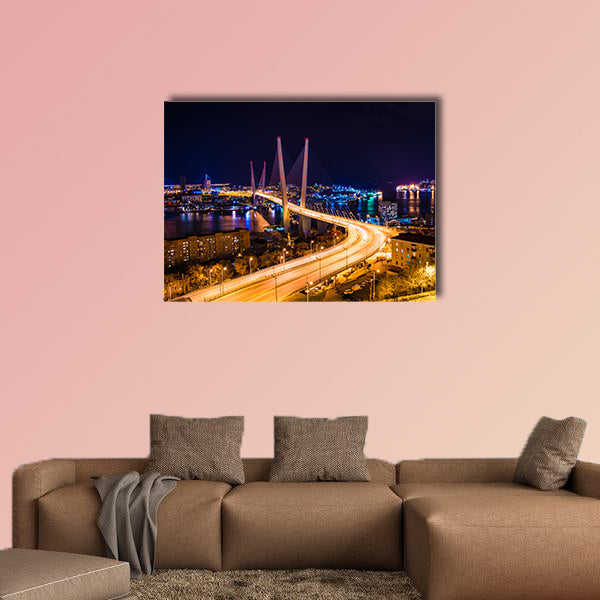 View the city at night, the bridge across the Bay at night wall art