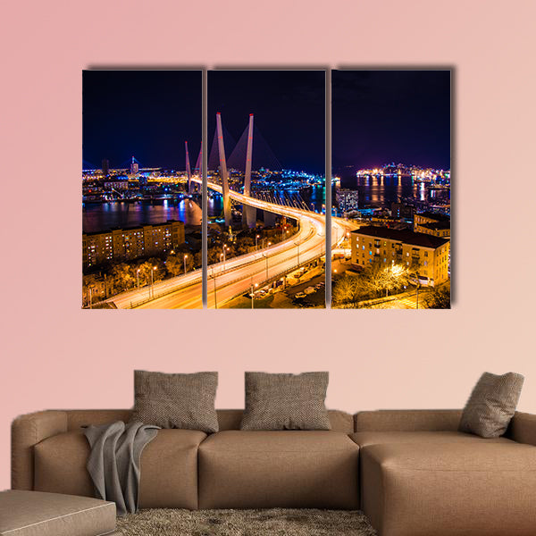 View the city at night, the bridge across the Bay at night wall art
